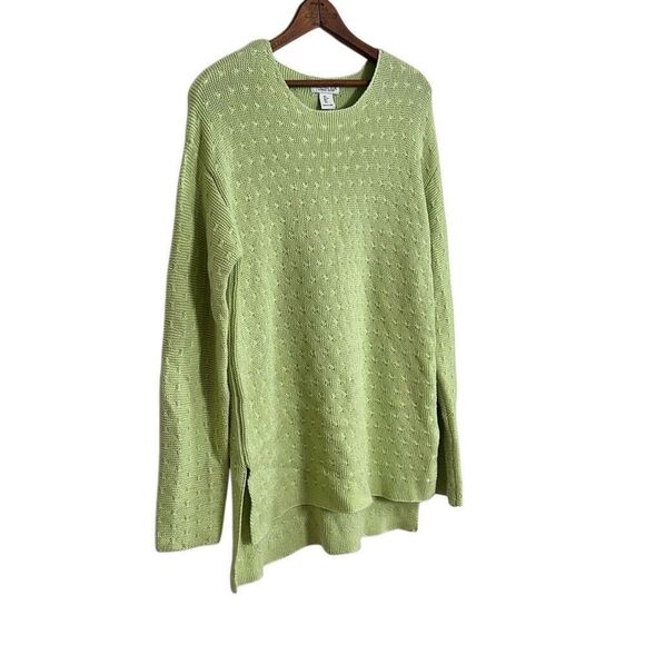 Rachel Zoe Knit High Low Crew Neck Long Sleeve Pullover Sweater Green Large - Picture 2 of 9
